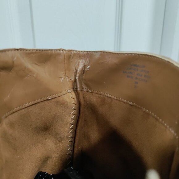 Guess MALLAY Tan Leather Side Zipper Mid-Calf Chunky High Heeled Boots Size 9M - Picture 9 of 16